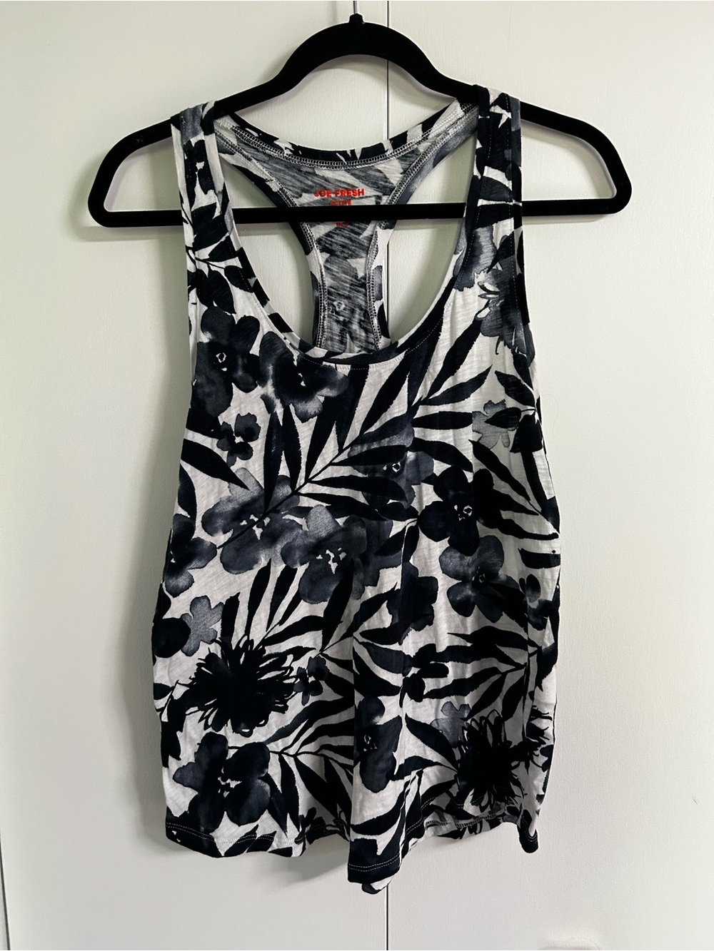 Joe Fresh Black and White Floral Racerback Tank
